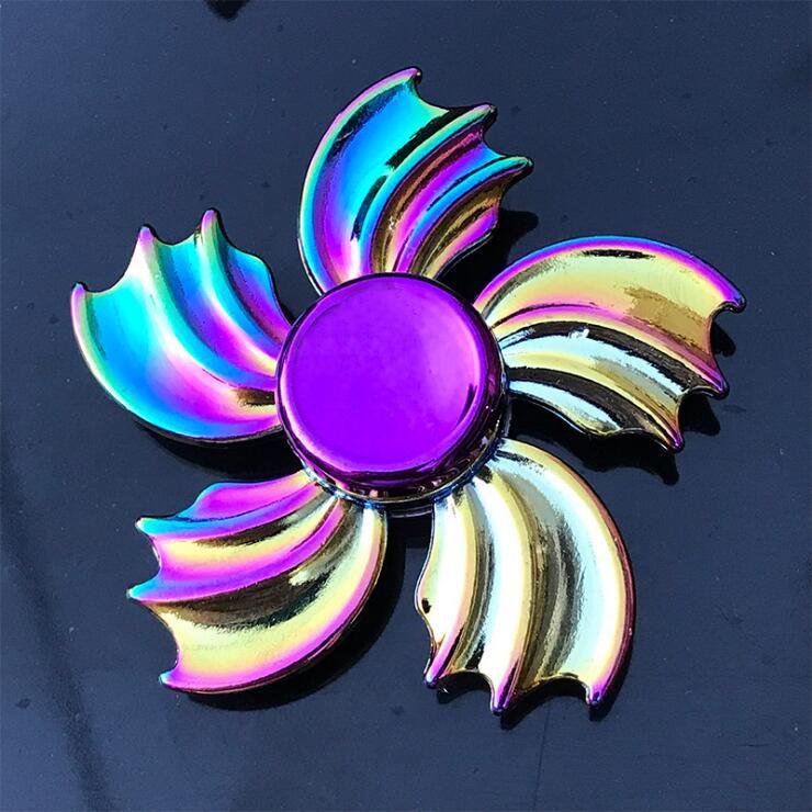 Colorful Zinc Alloy Fidget Spinner: Black Tech Stress-Relief Toy for Students and Kids.
