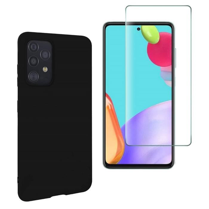 Coque de protection - Toproduits® - Samsung Galaxy A52S - Noir - Verre trempé - Souple