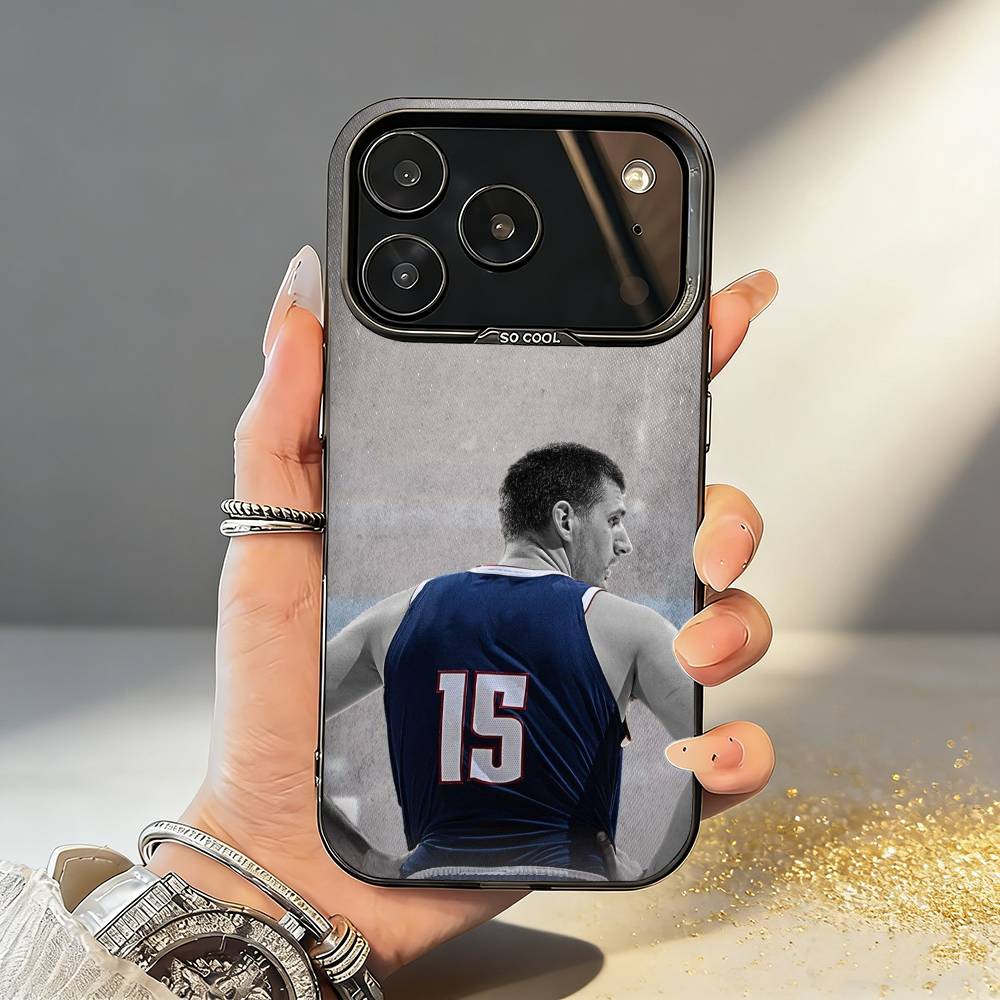 BASKETBALL N-Nikola J-Jokic NJ Phone Case For iPhone17,16,15,14,13,12,11,Pro,MAX Gray Matte Silicone Black Cover