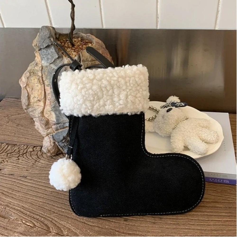 Sweet Korean Style Shoulder Bag Lightweight Fluffy Crossbody Bag Faux Suede Boot Bag Women