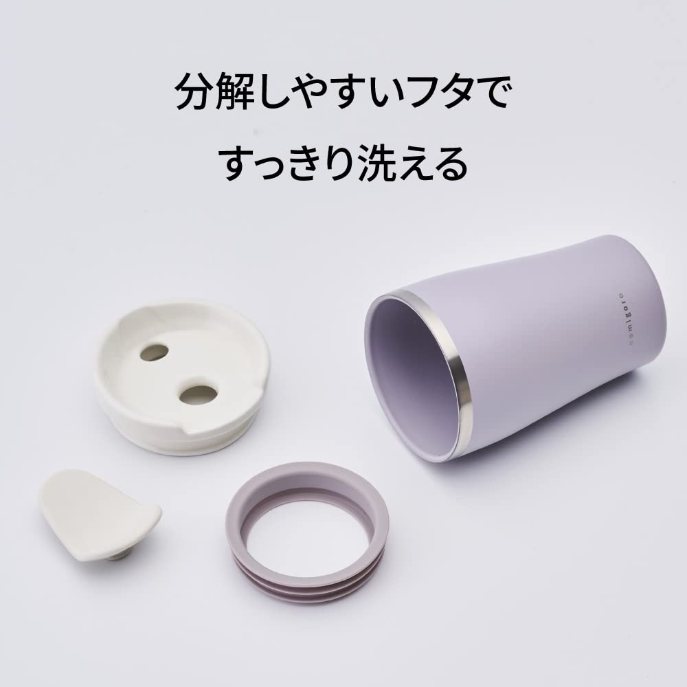 Doshisha touki-futa RELAX Vacuum Insulated Tumbler with Ceramic Lid, 280ml, Purple (nomigoro)