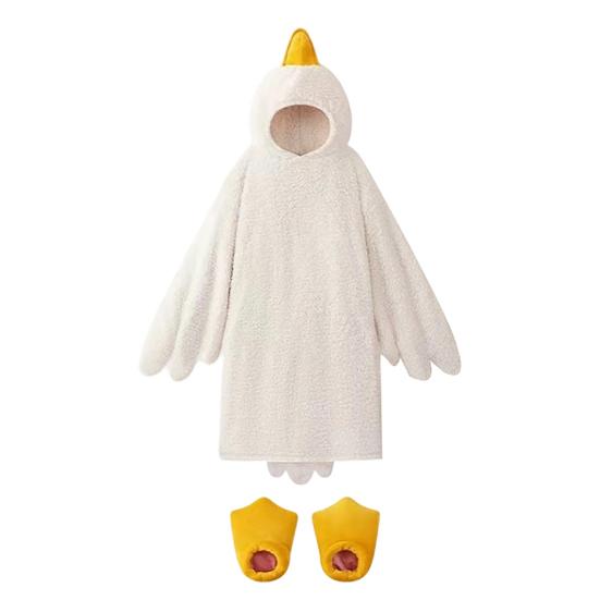 Lustiges Gänse-Enten-Kostüm für Kinder Erwachsene, Kapuzen-Tier-Einteiler Pyjama, Weiche Plüsch Tragbare Decke, Halloween Cosplay