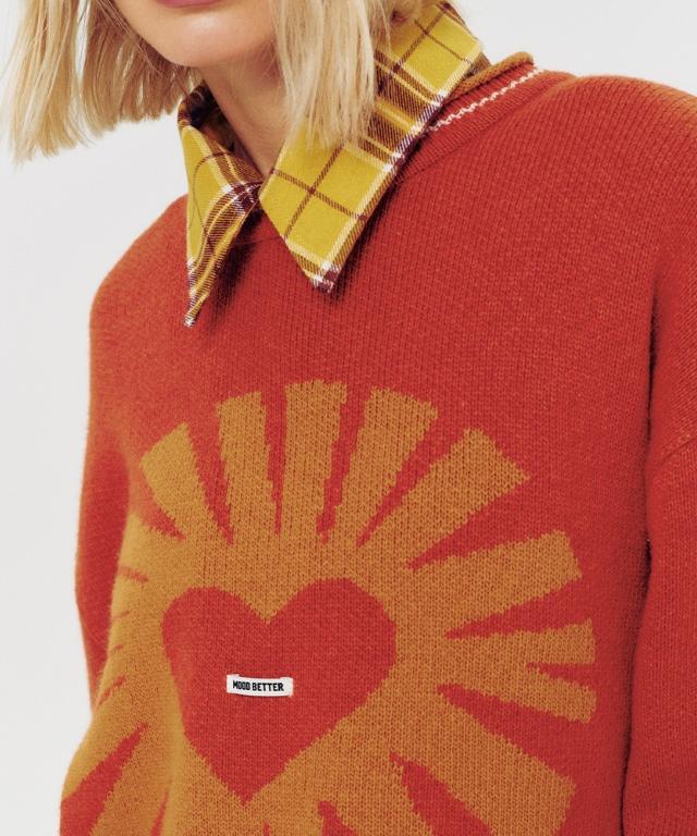 MOODBETTER Relaxed Logo Knit Pullover Brick Red