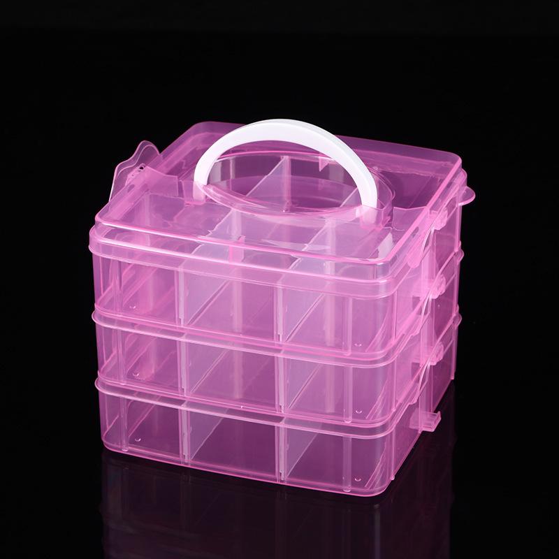 Scatola portaoggetti portatile a tre strati per la casa, Scatola portaoggetti trasparente per gioielli, Scatola portaoggetti per attrezzi da ferramenta, Scatola portaoggetti per giocattoli Lego