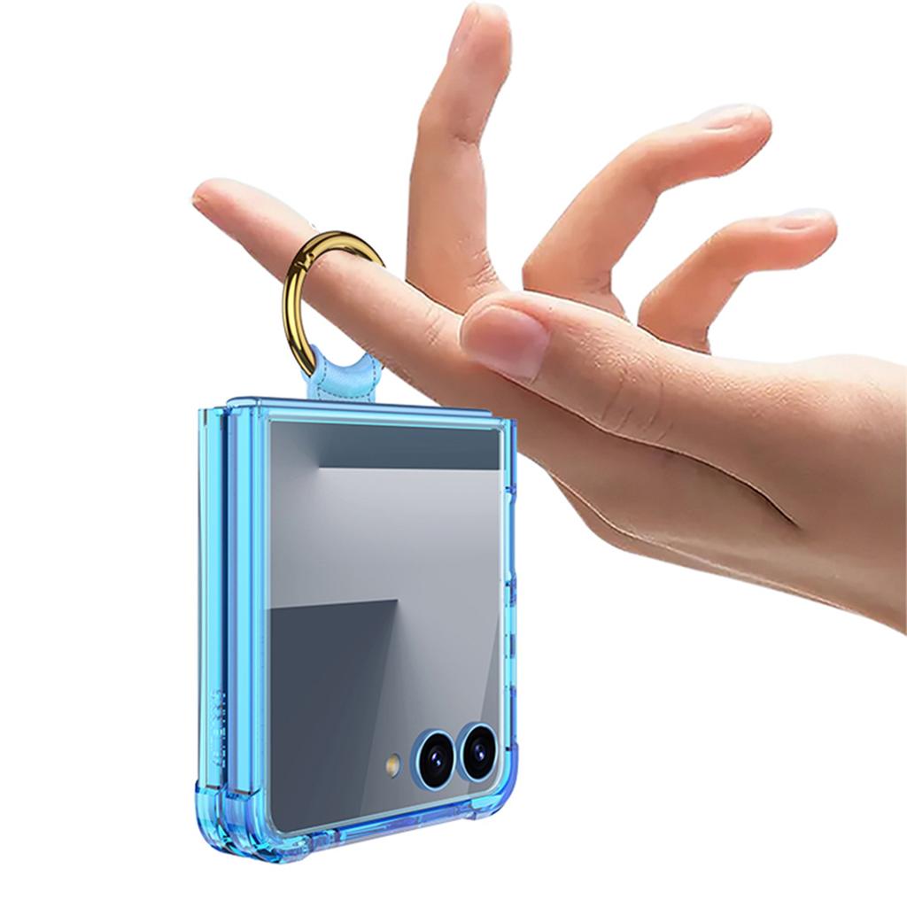 Samsung Zflip7 Mobile Phone Case Transparent Airbag Ring Connected Simple Anti Fall Folding Full Package