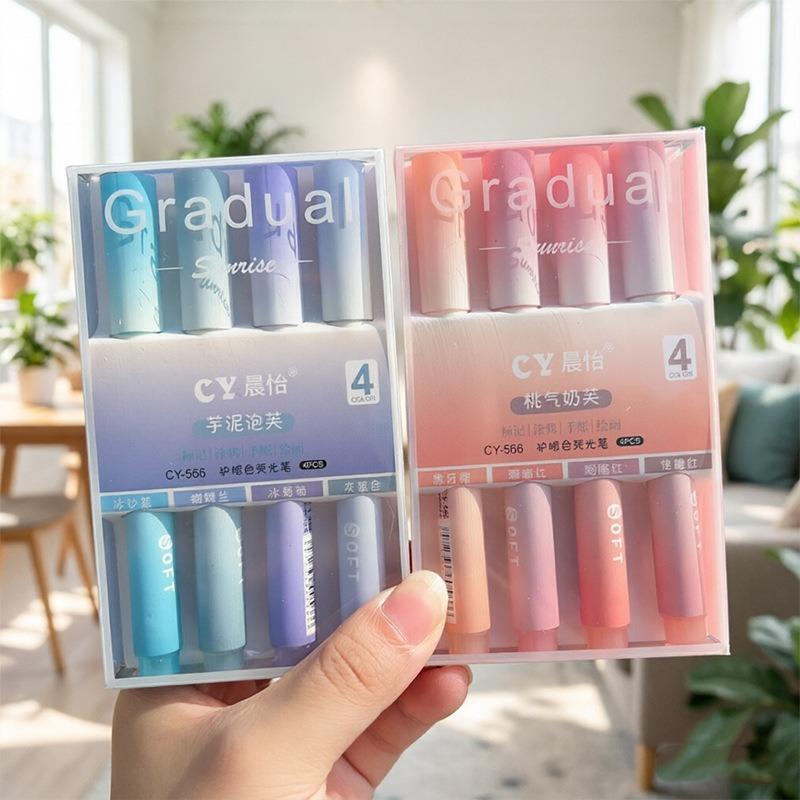 Gradient Color Large Capacity Highlighter For Student Note Marking And Journal Graffiti