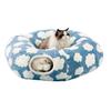 Plush Cat Tunnel Bed with Hanging Balls Washable Indoor Kittens Donut Tunnel Toy Small Large Cats Pets Round Peekaboo Cave Play Tunnel Pet Supplies