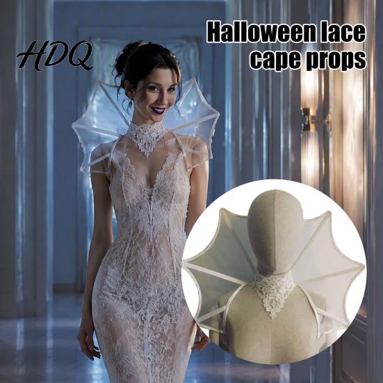 Collare alto per Halloween, collare da vampiro, mantellina gotica vittoriana per le spalle, collo elisabettiano da donna per festa in costume, cosplay, mascherata