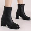 Dámské módní kotníkové boty Podzimní zimní obuv Černé krátké boty Zip Krátké podpatky Společenská obuv Dámská značková Velká velikost 50