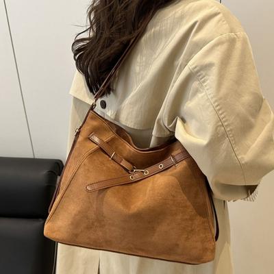Velkoobjemová semišová taška Tote Vintage taška pod paži Moderní cestovní taška Hobo