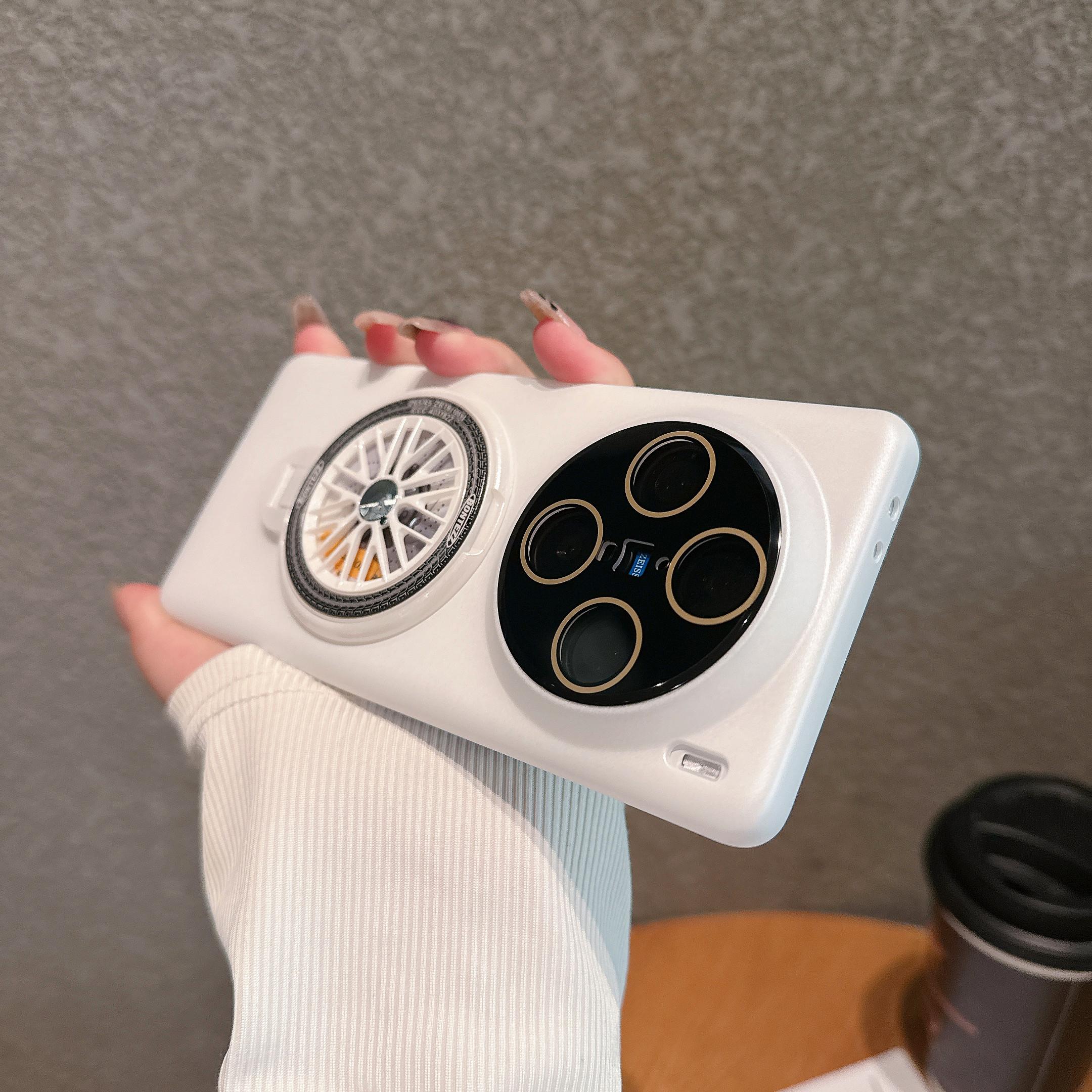 

VOERO For vivo X100 Pro 5G Kickstand Phone Case Tempered Glass Lens Protector White