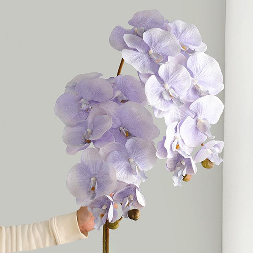 2 Pcs Orchid Artificial Flowers 37 Inch Realistic Fake Orchid Stem for Home Decor Party Wedding Decor
