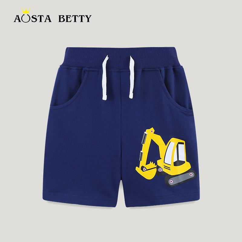 

Summer Kids Excavator Print Sports Shorts - European & American Style 115cm