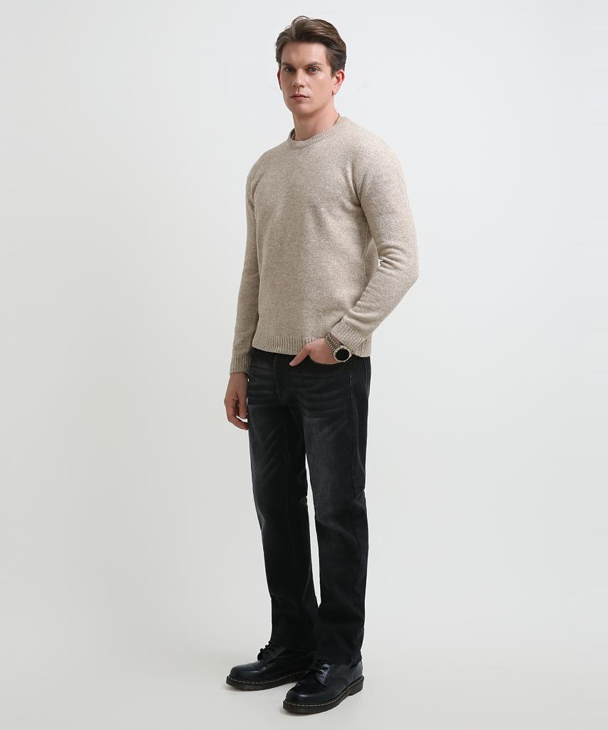 Seuteulaikeu Fine Blend Classic Crew Neck Knit (Beige)