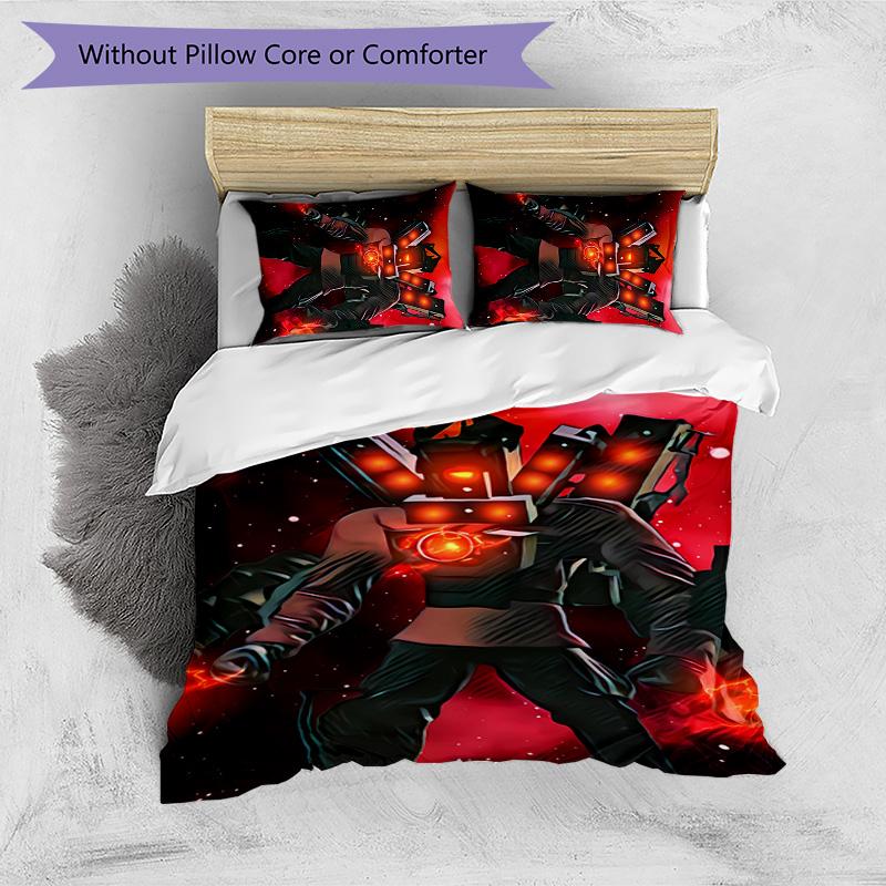 skibidi toilet Printed 3PCS Bedding Set Soft Breathable Duvet Cover Pillowcases Set Washable Bedroom Decor Home Gift