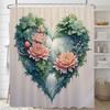 Beautiful Heart-Shaped Flower Shower Curtain Loving Floral Shower Curtain Flowers And Plants Bathroom Curtains Home Decoratoin