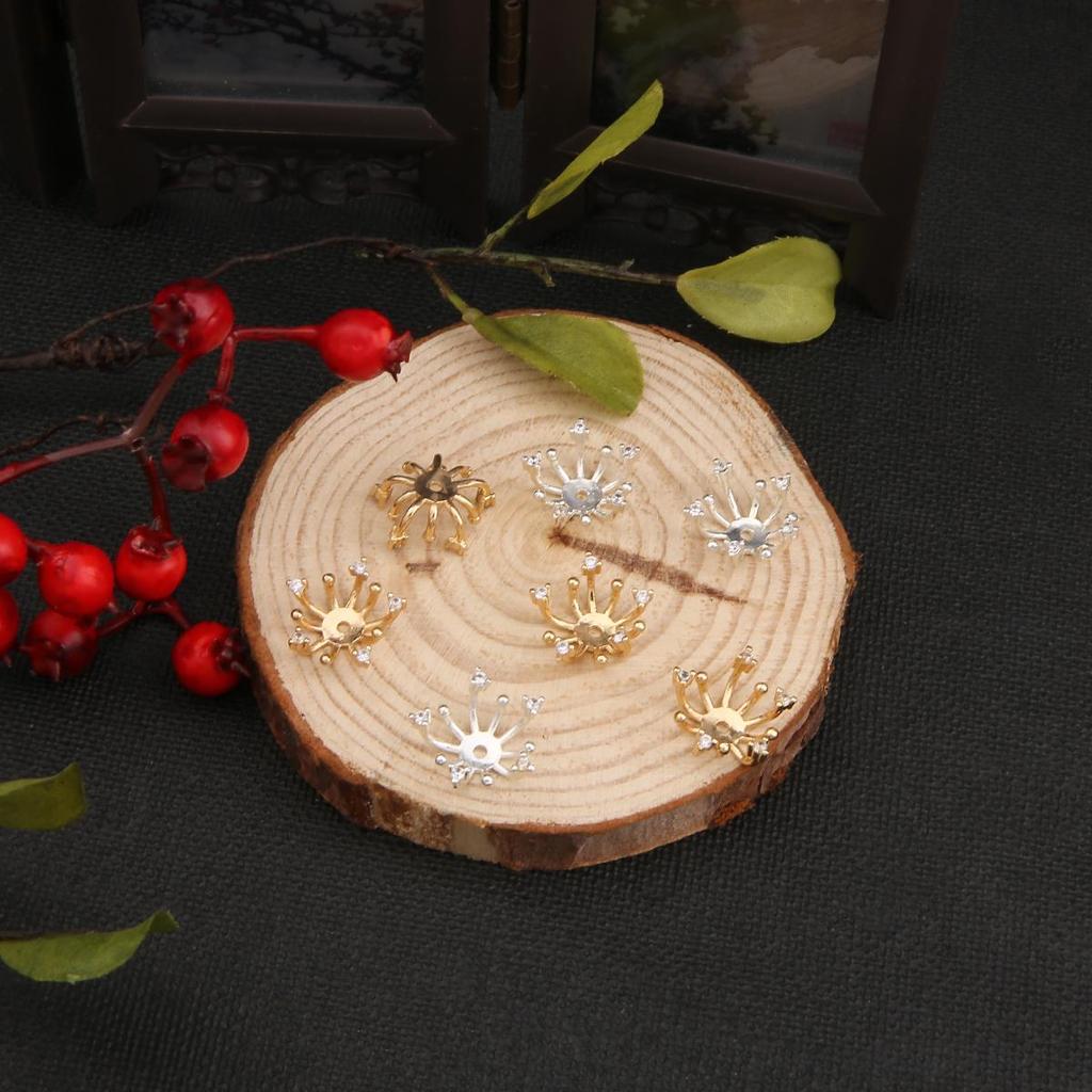 5x10mm Copper Hollow Flower Beads Caps End Cap Connectors For DIY Jewelry Making