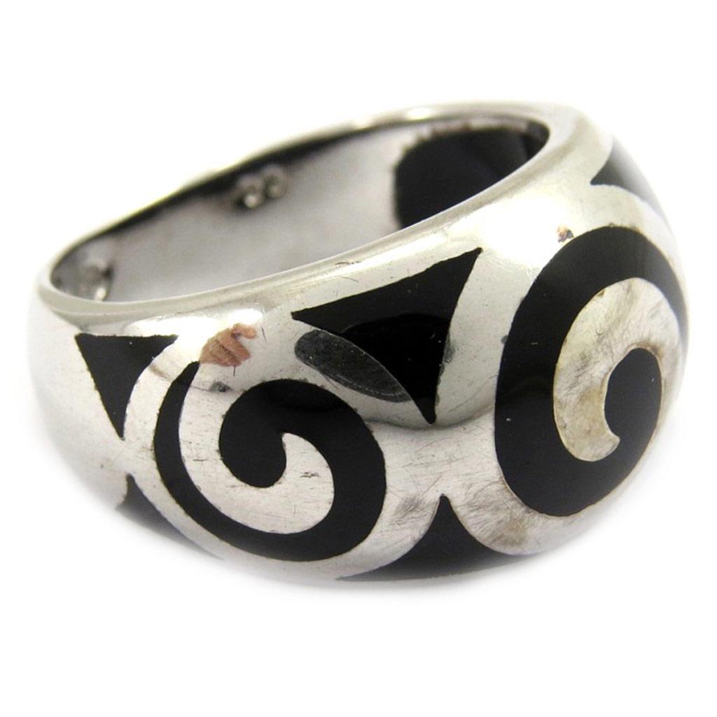 Silver Ring 'Labyrinth' Silver Onyx - 12 Mm