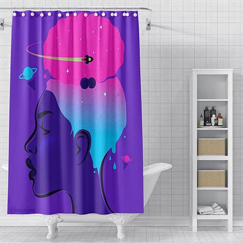 

Мультфильм 3D модная черная девушка афроамериканская женщина занавеска для душа сексуальные современные элегантные женские аксессуары для дома 90x180cm