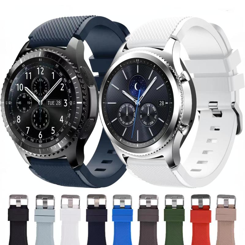 Classic 22mm Silicone Strap For Samsung Galaxy Watch 3 45mm/Huawei Watch 3/GT2 Soft Sport Bracelet Wristband For Amazfit GTR 47mm Correa