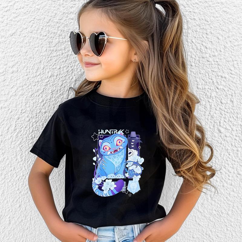 Kpop Demon Hunters Children's Clothing Short Sleeve T-shirt Cute Kpop Demon Hunters Tiger Harajuku Tshirt for Boys Girls