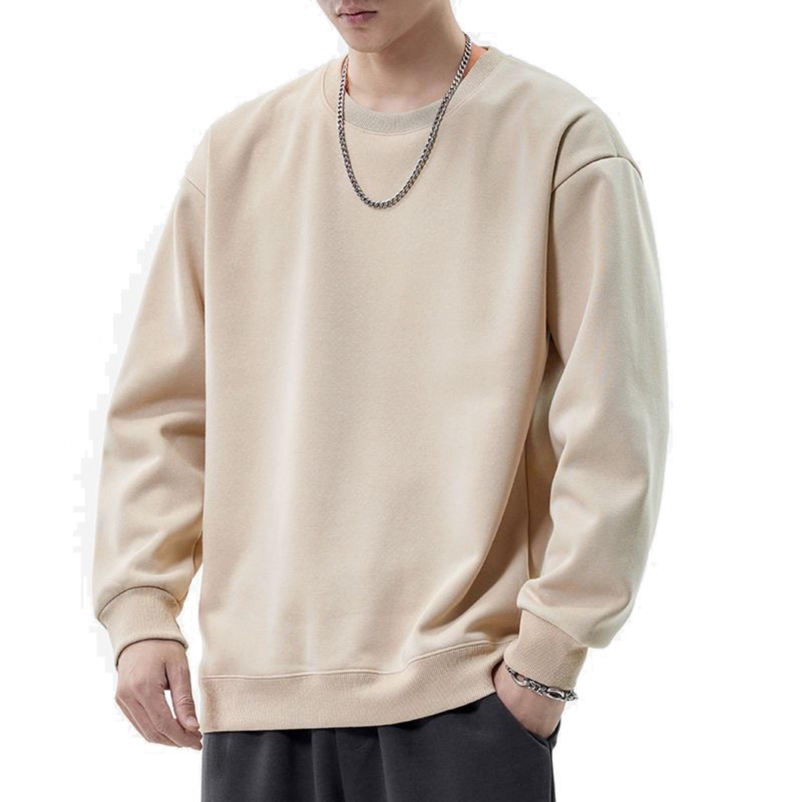 Men s And Women s -color Casual Round-neck Long-sleeved Top, Men s Fitted Base Sweatshirt XXL хаки
