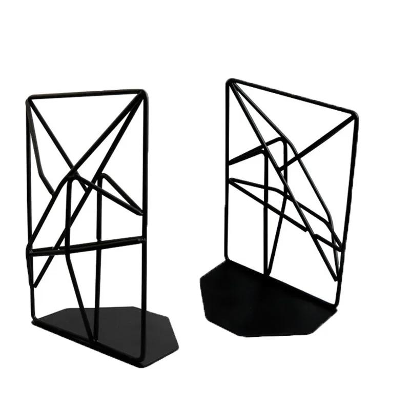 Metal Bookend Geometric Shape Desk Organizer White Black Color чёрный