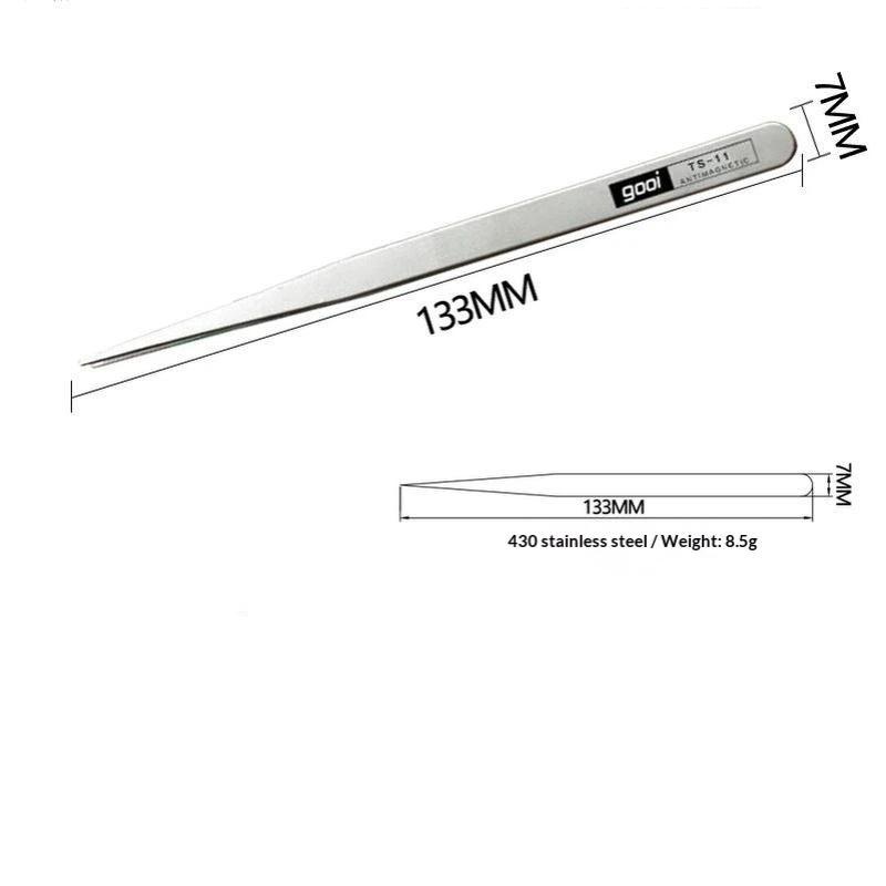 6Pcs Stainless Steel Precision Tweezers Kit Bent Straight Tips Industrial Repair Tool Set for Detailed Work