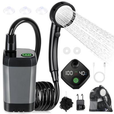 Portable Shower [6000mAh, Four Water Modes] Spopal Outdoor Electric Shower, USB Rechargeable, Portable Shower with Digital Screen, Camping Shower, Sto
