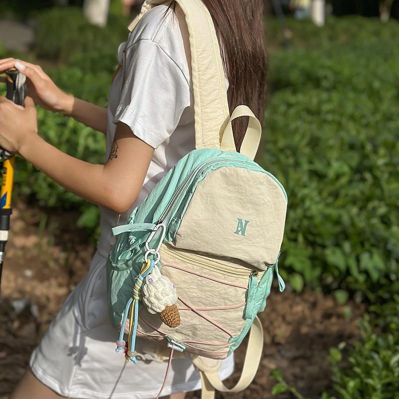 Contrast Color Backpack Men's And Women's Campus Student Schoolbag Lightweight Travel Backpack