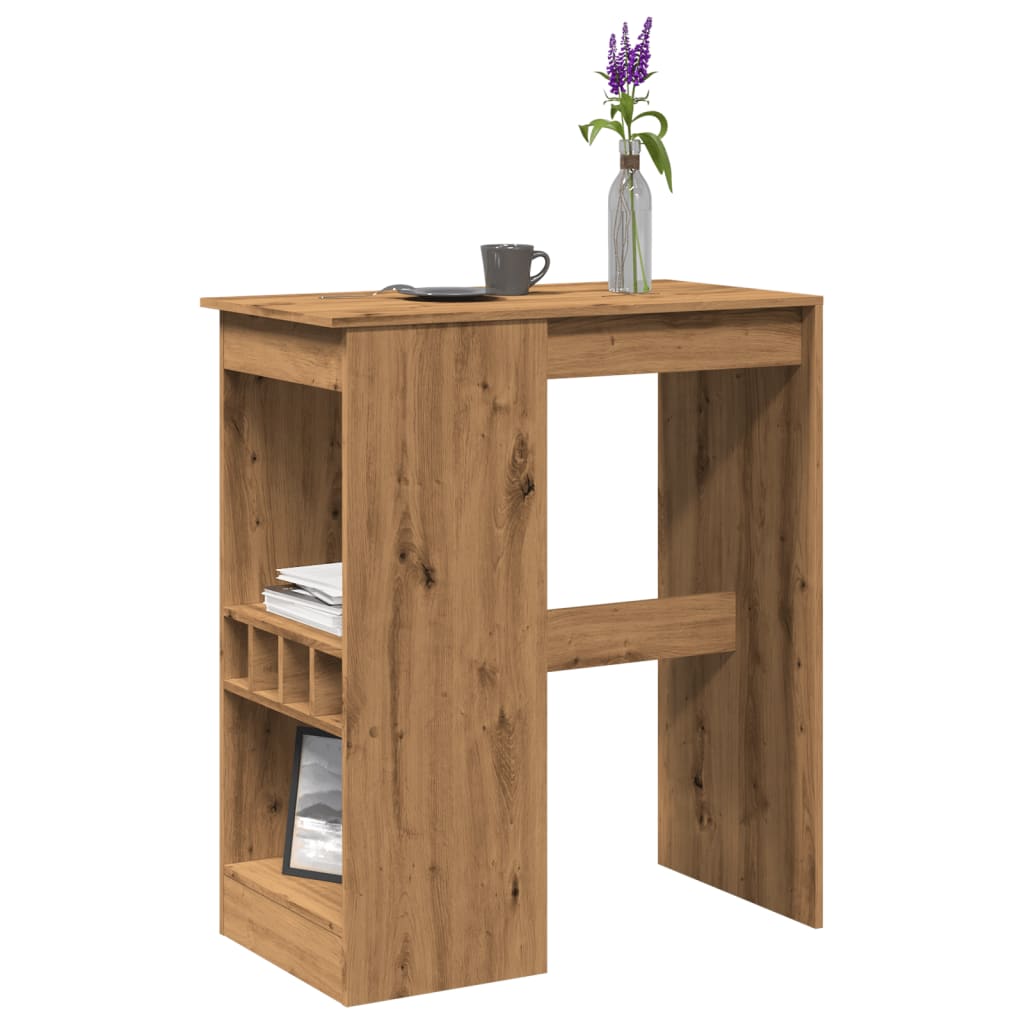 Bartisch with Shelf Artisan Oak Finish 90 X 47.5 X 103.5 Cm Particleboard
