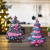 Unique Holiday Tree Ornaments 2D Wooden Christmas Tabletop Ornaments Xmas Santa Colorful Room Snowman Sign with Stand Party Decorations Stable Base