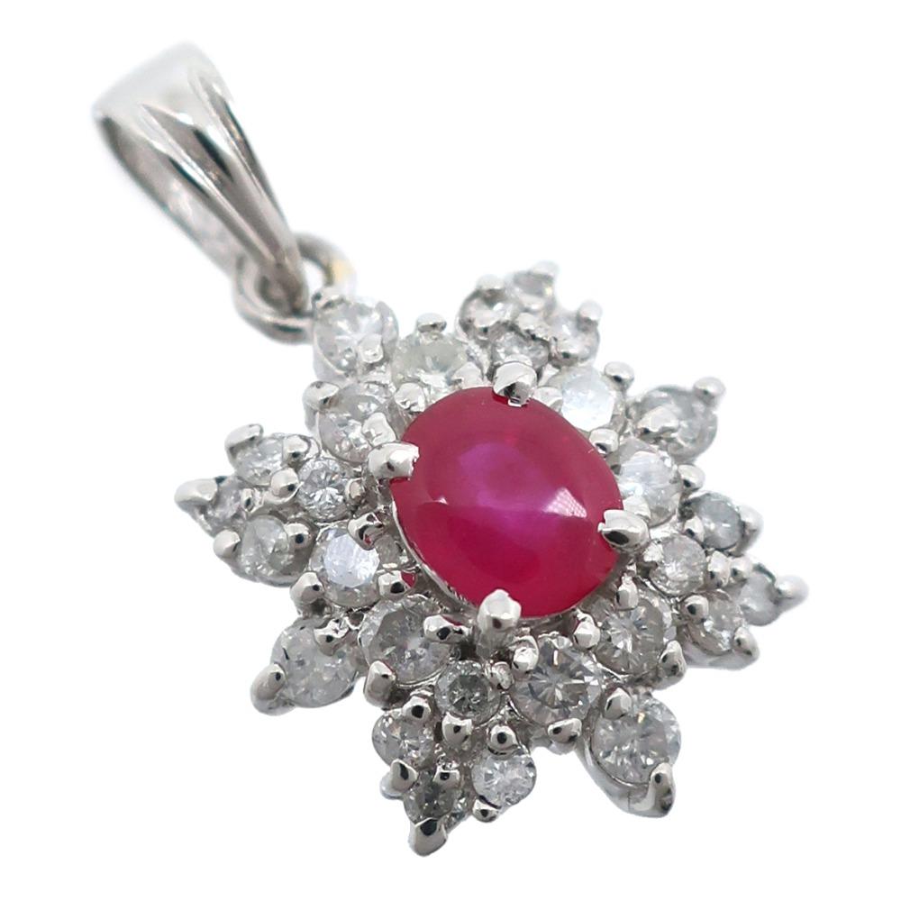 

Pendant top Pt900Platinum/Ruby/diamond 1.6g Women Used