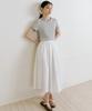 Lingseoul Rayon Blended Shirring Skirt-Ivory