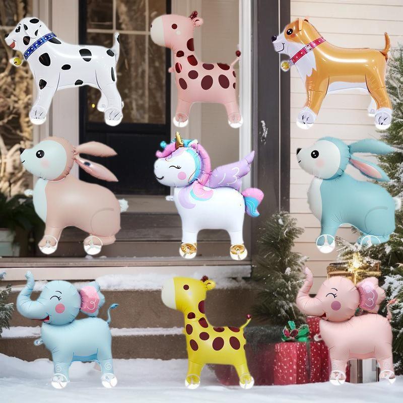 HUAHUAElephant Inspired Standing 4D Glow Foil Balloons with Wheels for Child's Birthday and Baby Shower DecorationsHUAHUA