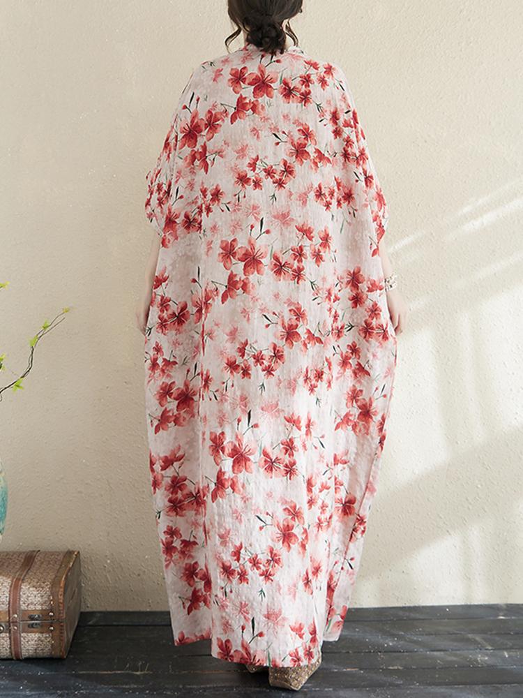 XITAO Batwing Print Flower Leisure Dress ZMY1006