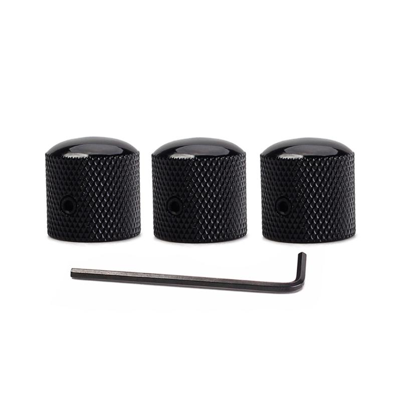 3 Pcs Electric Guitar Bass Effect Knob Volume Tone Control Knob Potentiometer Cap Metal Dome Knobs Replacement Parts