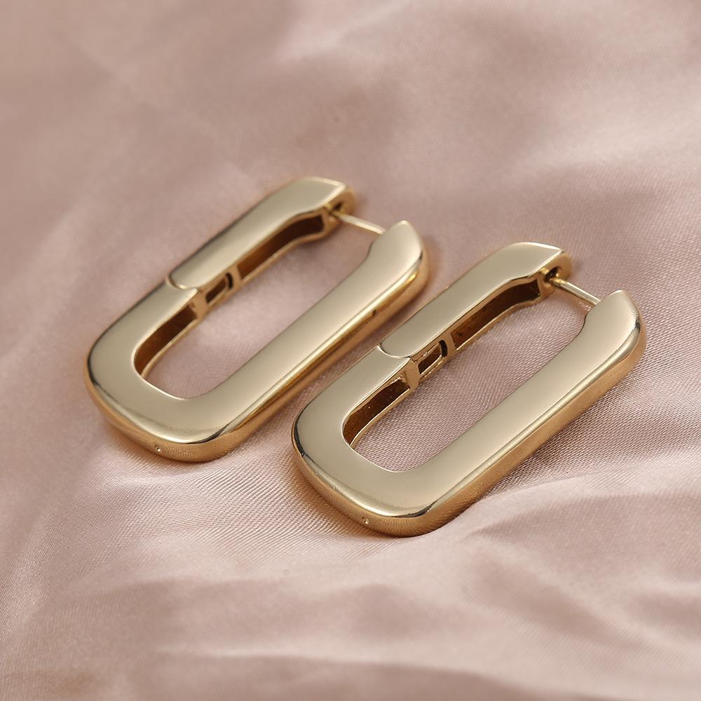 2024 Minimalist French Ear Stud Earrings: European  American Trend, Gold-Plated Copper, Simple Style for Women