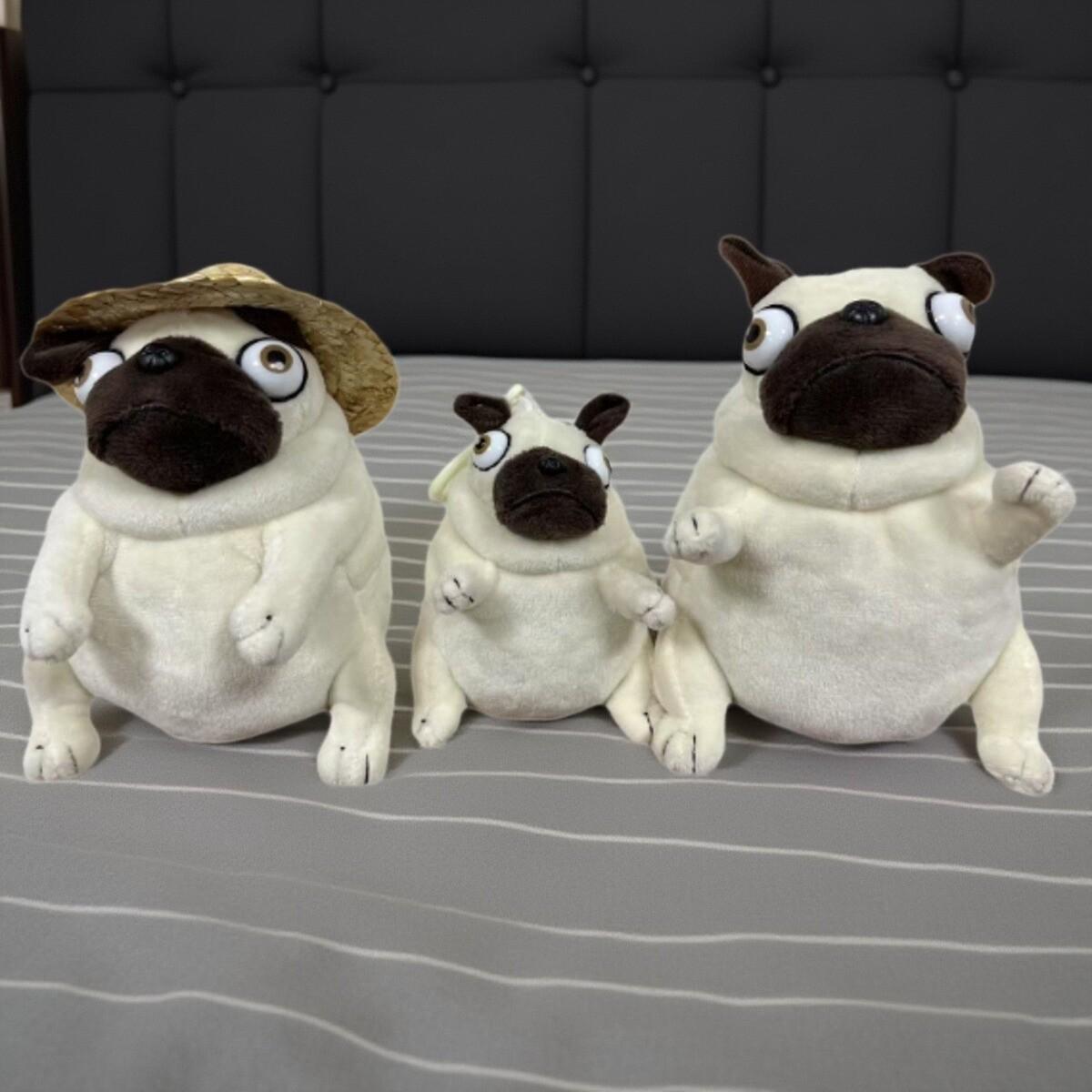 

Shar Pei Pug Cute Plush Toy - Chubby Sand Sculpture Dog Figure 10CM Pendant (approx. 42g) білий