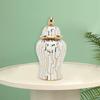 Ceramic Ginger Jar Temple Storage Desktop with Lid Flower Pot Vase for Decoration
