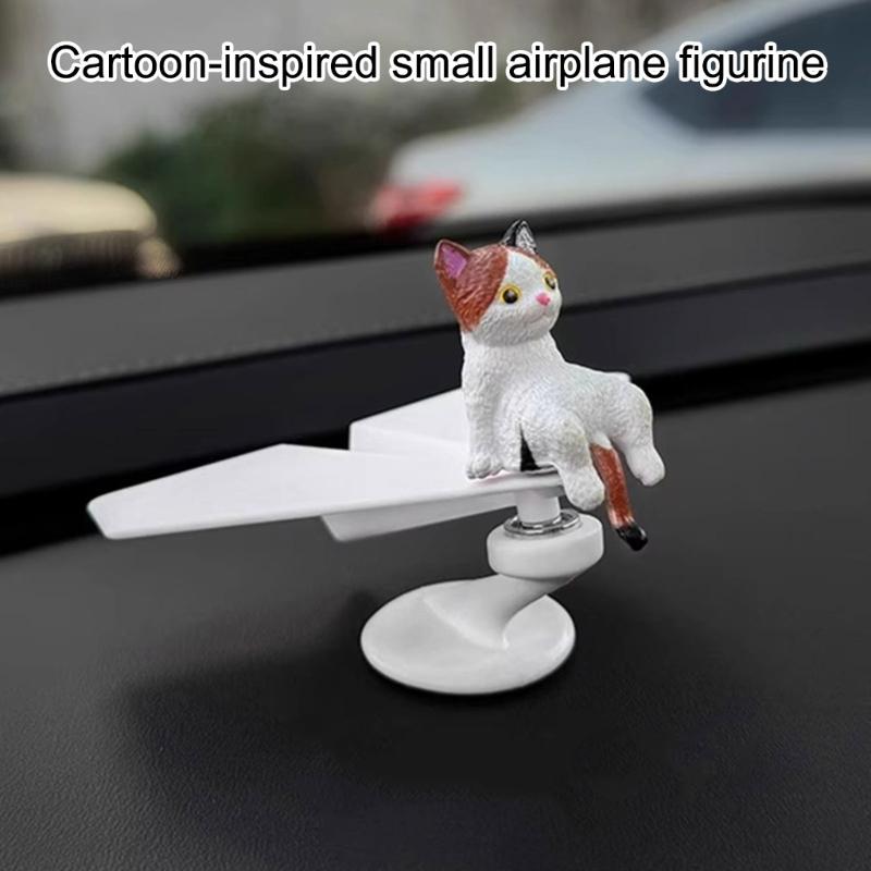 Solar Powered Rotating Airplanes Car Accessory Dashboard Decoration ABS Craft with Secure Silicone Mount for Long Travel