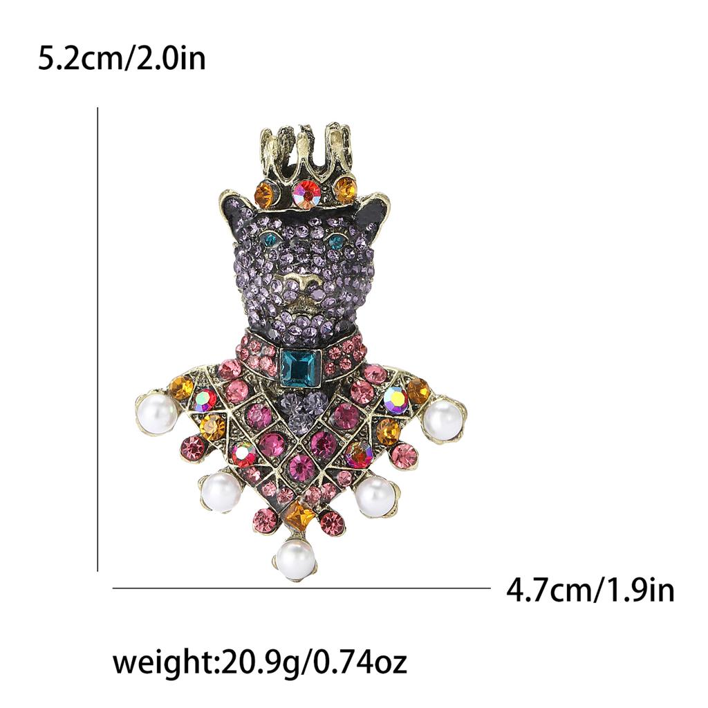 Rhinestone Tiger Head Brooches for Women Unisex Pearl Bear Pins Wolf Lapel Pins Banquet Party Backpack Gifts Jewelry Accessories
