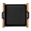Lava Cast Iron Square Grill Pan. Dual Handle, With Wooden Platter 26X26cm.