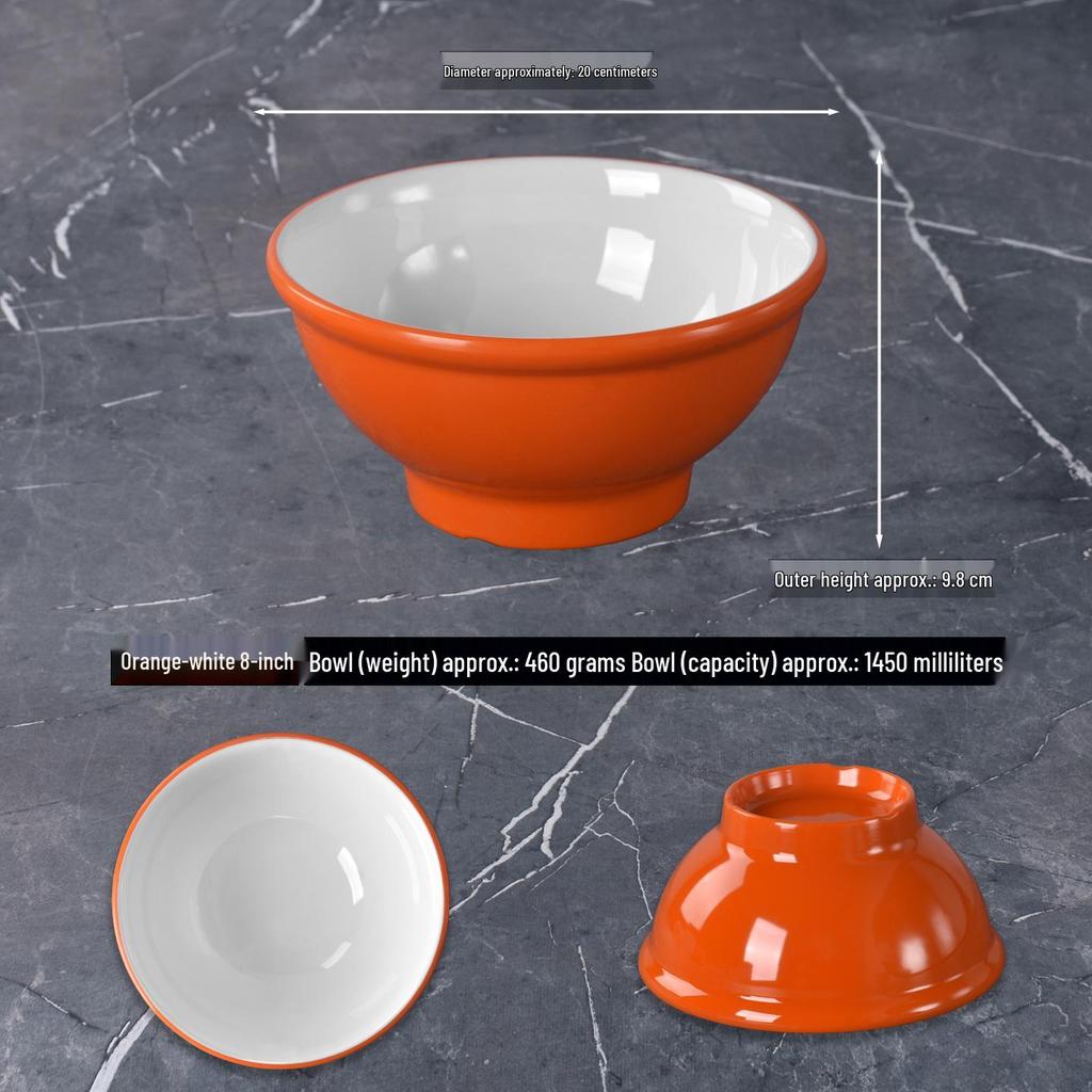Melamine Noodle Restaurant Bowl - High-Footed, Imitation Porcelain for Wonton, Soup, Beef Rice Noodles, Mala Tang