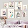 Watercolor Elephant Dolphin Owl Turtle Sheep Poster Nordic Wall Art Print Canvas Painting Cartoon Pictures Baby Kids Room Decor