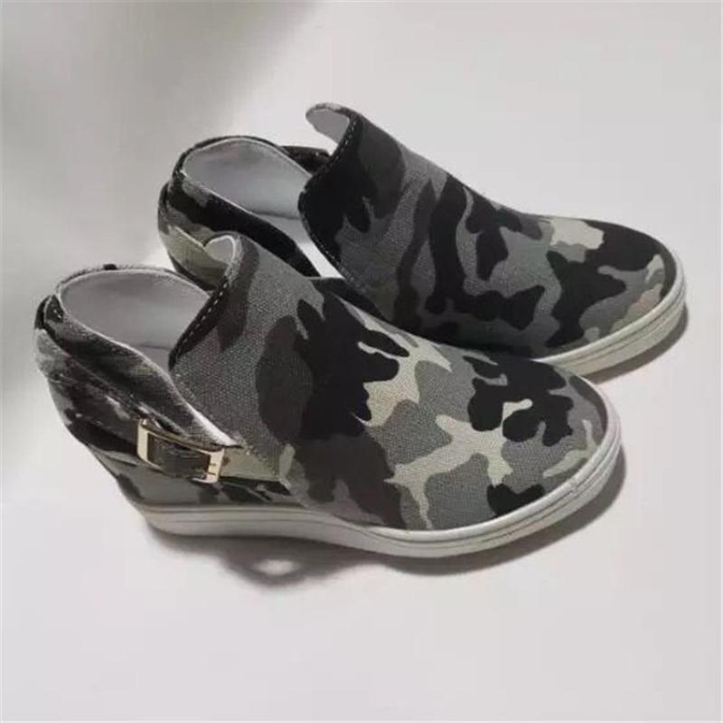 

20 осенние хитовые женские туфли камуфляжные на скрытой платформе повседневные туфли новые парусиновые большого размера слипоны 43 камуфляжный
