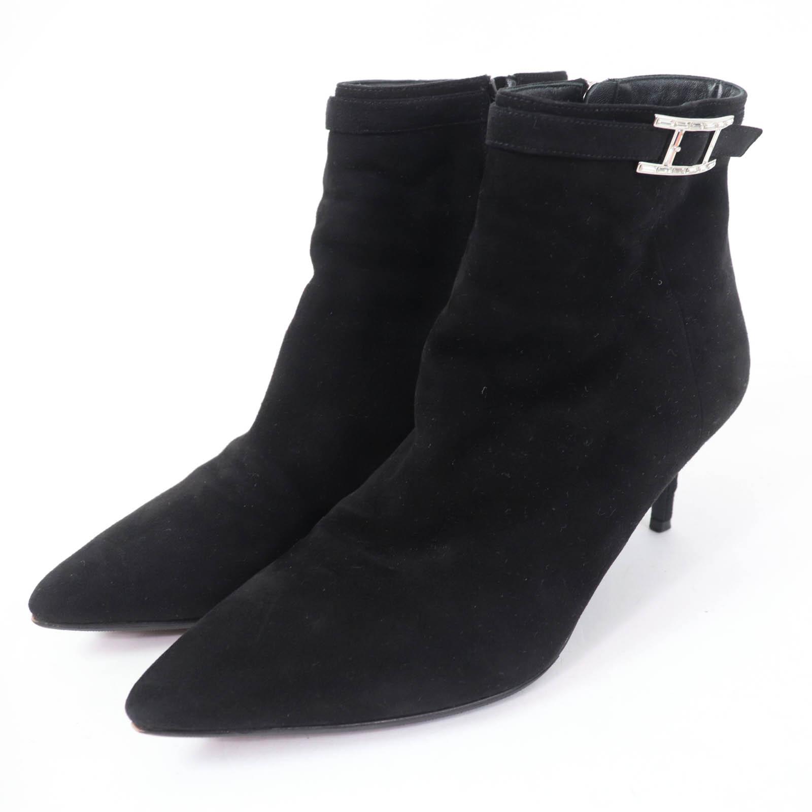 

Great HERMES short boots Blanche Api Buckle black Suede leather Women 38 Used