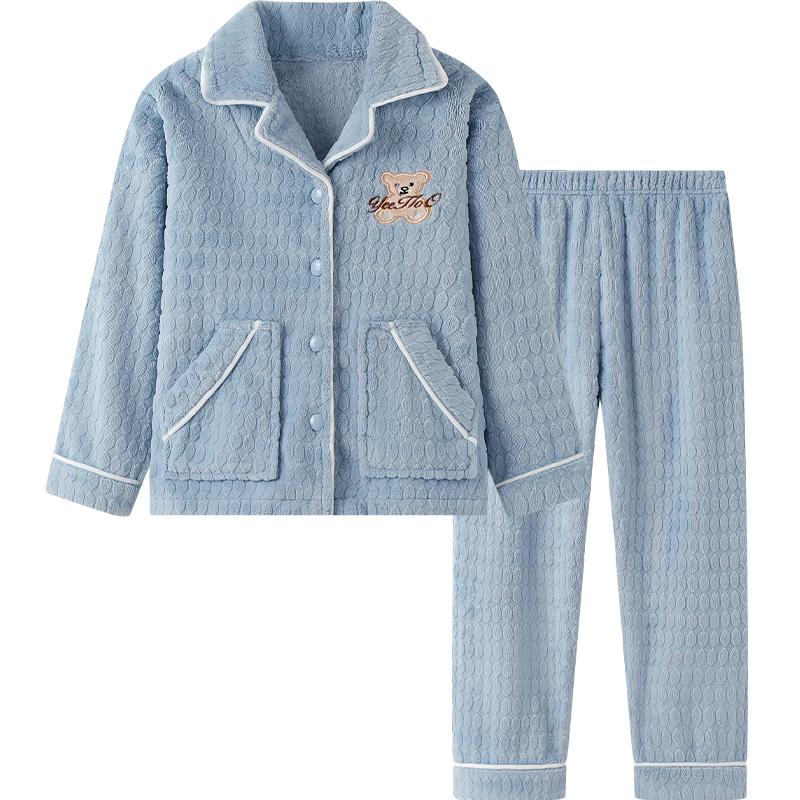 YEEHOO Kids  Thickened Flannel Pajama Set 140