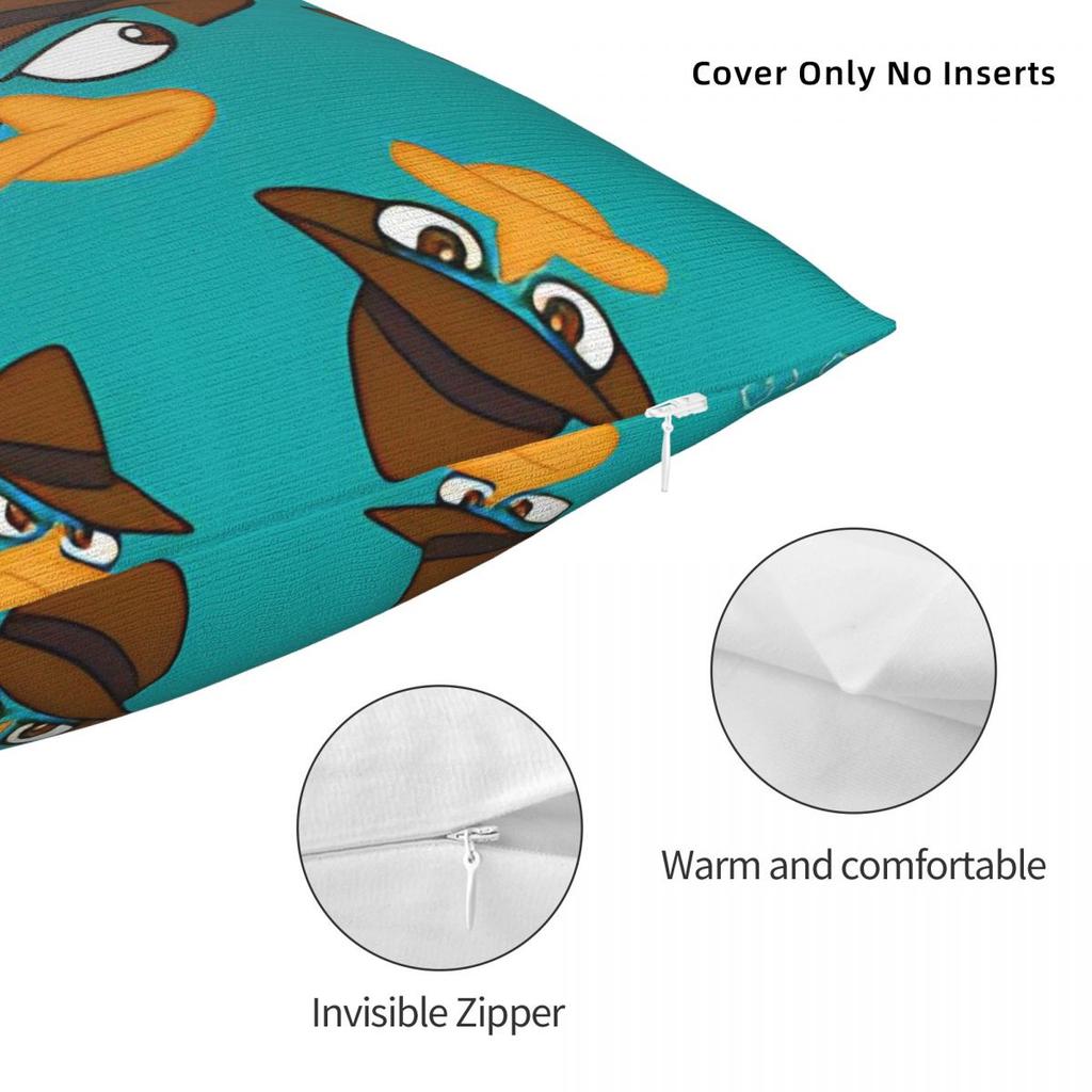 Perry The Platypus Pillowcase Polyester Cushion Cover Decor Comedy Pillow Case Cover Car Zipper 18'