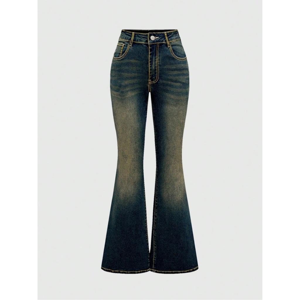 VIONA Mode Y2k Jeans Für Damen Blaue High Waist Schlag Jeans Mit Stickerei Vintage Retro Stil